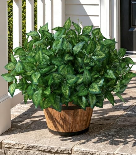 HyeFlora 5 Bundles Faux Outdoor Plants, Fake Plastic Leaves with Stems by HyeFloraartificialflowers
