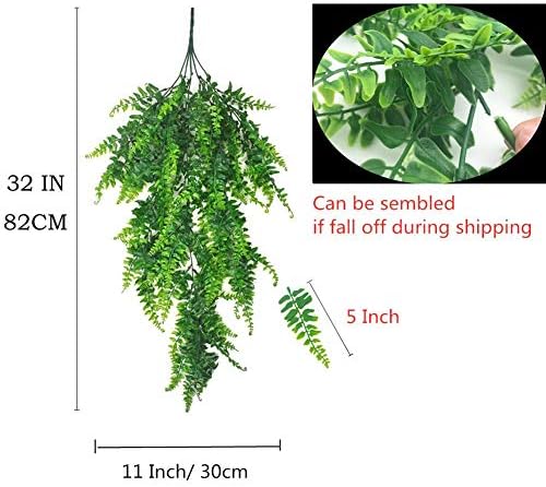 GBESTWOOW Fake Fern Artificial Hanging Ferns Outdoor Faux Hanging Greenery Plant Indoor UV Resistant Plastic Plants for Wall, Wedding Party, Holiday Decor-2Pcs - Image 3