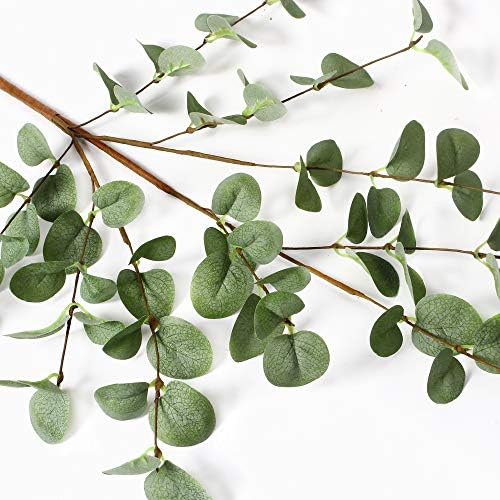 6 Pcs 27" Eucalyptus Stems Greenery Stems Eucalyptus Leaf Spray in Green Silk Plastic Plants Floral Artificial Plants for Home Party Wedding Decoration - Image 3
