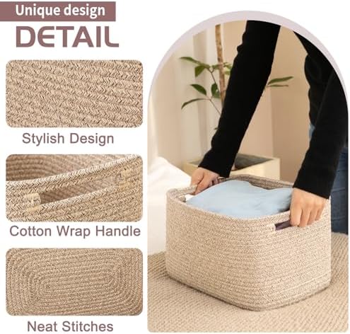 OIAHOMY 4 Pack Storage Baskets for Organizing 15L Cube Storage Bins Brown - Image 3