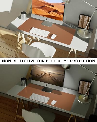 Leather Desk Pad Blotter,Mouse Pad,Office Desk Mat, Non-Slip PU Leather Desk mat,Large Desk mat,Waterproof Keyboard mat for Office/Home/Decor (Brown,35" x 17") - Image 7