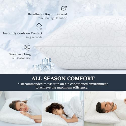COZSINOOR Bed Pillows Queen Size - Breathable Premium Down Alternative Pillows Set of 2 for Side, Back, and Stomach Sleepers Cooling Hotel Quality Fluffy Soft Microfiber Fill Skin-Friendly - Image 3