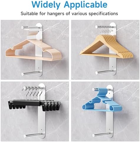 Hanger Holder for Laundry Room, Wall Mounted Clothes Hanger Organizer Stacker, Metal Space Saving Hangers Storage Rack for Washing Machine Dryer (Silver, 2Pcs) - Image 3