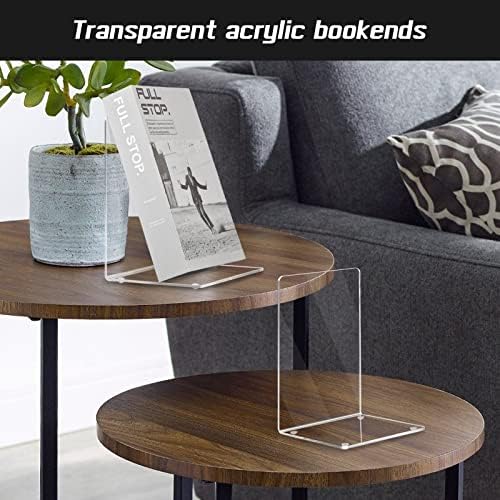 HappyHapi 6 Pair Acrylic Book Ends, Clear Bookends for Shelves - Image 3
