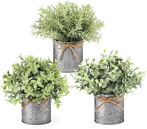 Mkono Small Fake Plants, 3 Pack Faux Plants for Farmhouse Home Decor Indoor by Mkono