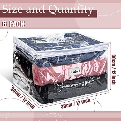 Hoolerry 6 Pcs Clear Plastic Clothes Storage Bags, 12 x 12 x 12 Inch - Image 3