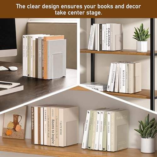 VFINE Acrylic Bookends 6 Pieces, Clear Book Ends for Shelves, Book Holders for Shelves, Transparent Book Dividers for Shelves, Stylish Book Stopper Organizer for Home Office Desktop Supplies - Image 7