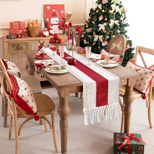 FEXIA Boho Table Runner for Home Decor 12x72 Red Fall Coffee Table Decor - Image 6