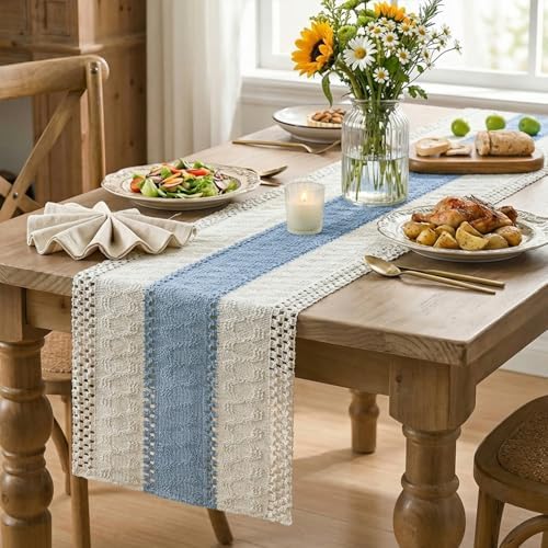 Artoid Mode Sky Blue Farmhouse Rustic Table Runner 12x48 Inch - Image 5