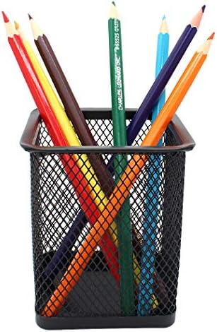 Gullor Square Desktop Pencil Holder, Office Supplies Desk Organizer Makeup Brush Holder, Set of 2, Black and Silver - Image 3