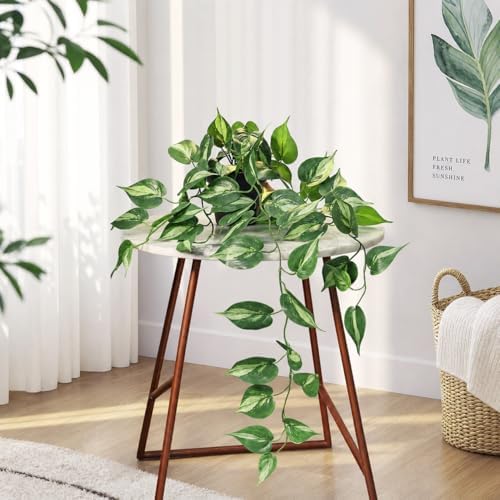 Fake Pothos Hanging Plants Artificial Ivy Vines with Pots - Realistic Indoor Greenery Decor, Low Maintenance Faux Home Decoration (1 PCS) - Image 5