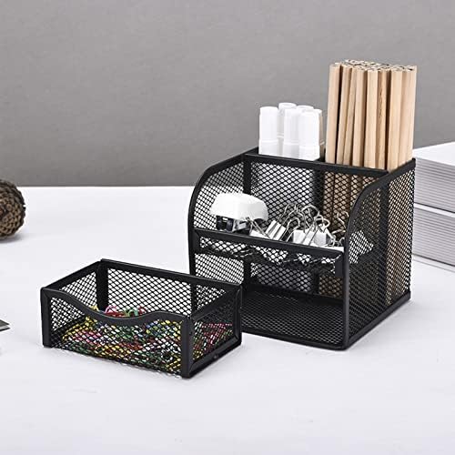 Metal Mesh Pen Holder Desk Organizer Pencil Holder Pencil Organizer Stationery Organizer Pen Pot Makeup Brush Organizer for Home School Office (Black) - Image 4