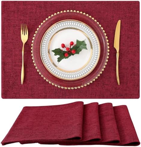 homing Faux Cotton Linen Placemats Set of 4, Cloth Dining Table Mats by homing