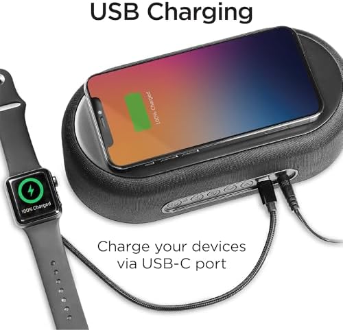 iHome Bluetooth Alarm Clock with Wireless Charger and USB Charging Station, Digital Alarm Clock for Bedrooms, Office, or Dorm (iBTW112) - Image 4