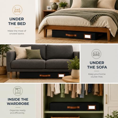 HOMELUX THEORY Under Bed Storage, Medium 2pc with Lid, Black - Image 5