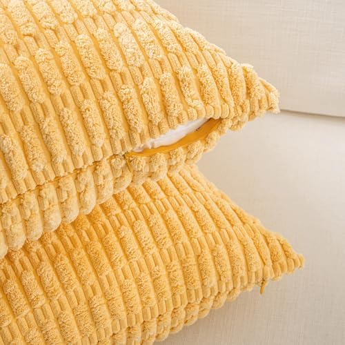 Fancy Homi 4 Packs Decorative Throw Pillow Covers for Living Room Couch Bed, Modern Farmhouse Boho Home Décor Accent Cushion Case, 20" x 20", Yellow Green Series - Image 3