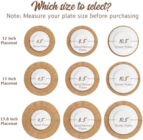 BAVIFY 13" Round Woven Placemats Set of 8, Plate Chargers for Dining Table - Image 3