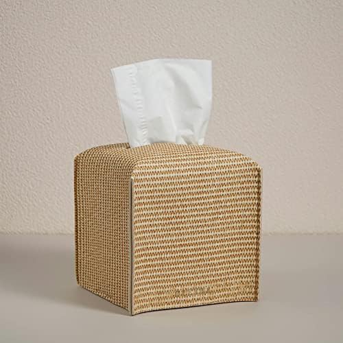OLETHA Square Tissue Box Cover, Desk Decor, Rattan Embossing, 2 Pack by OLETHAD%C3%A9cor