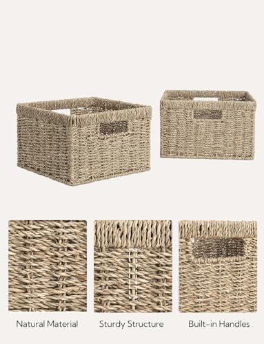 StorageWorks Wicker Storage Baskets for Shelves, Seagrass Baskets, 2-Pack - Image 3