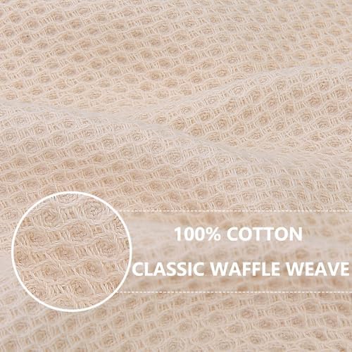 Homaxy 100% Cotton Waffle Weave Kitchen Dish Cloths 12-Pack, Beige - Image 2