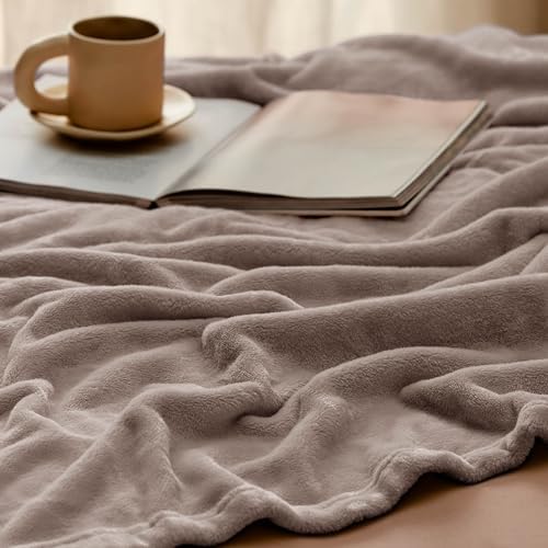 Bedsure GentleSoft Fleece Blankets Twin Size Light Brown - 300GSM Lightweight Plush Fuzzy Cozy Soft Blanket for Bed, Sofa, Couch, Travel, Camping, 60x80 inches - Image 5