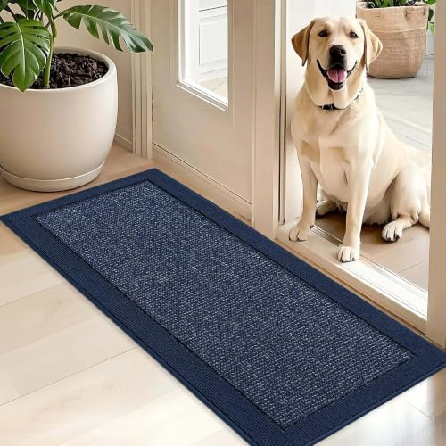 BEQHAUSE Indoor Door Mat 20" x 48", Dirt Trapper Door Mats, Blue by BEQHAUSE