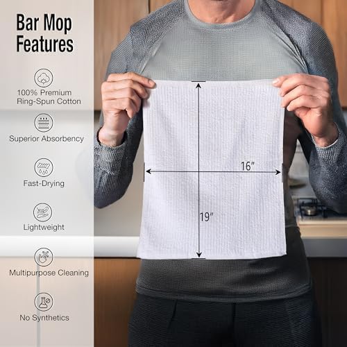 Living Fashions Bar Towels - 16" x 19" Bar Mop Cleaning Dish Rags, 6-Pack - Image 2