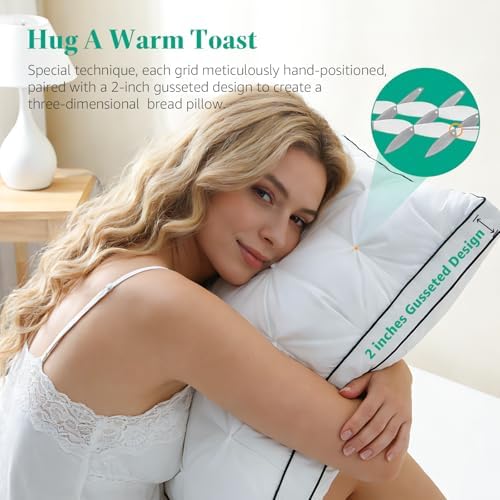 Goose Feather Down Bed Pillow King 1 Pack with Gusseted Design - Image 6