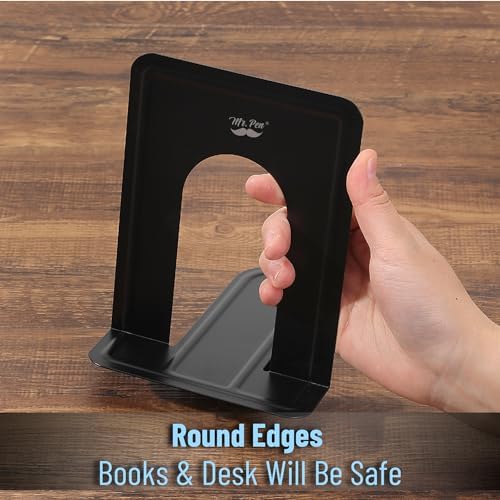 Mr. Pen- Book Ends, Black, 6 Pack, Heavy Duty Metal Bookends for Shelves - Image 5