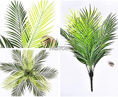 PASYOU Artificial Palm Tree, Plastic Plants Greenery Fake Tropical Shrubs Faux Big Leaves for Home Indoor Outdoor Garden DIY Basket Planter Filler Wedding Party Decoration UV Resistant - 2 Pack - Image 3