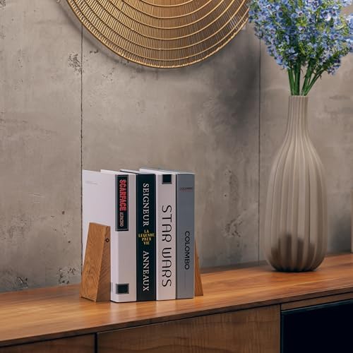 TILISMA Book Ends for Shelves - Handmade Oak Bookends for Heavy Books - Image 3