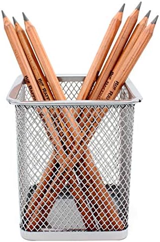 Gullor Square Desktop Pencil Holder, Office Supplies Desk Organizer Makeup Brush Holder, Set of 2, Black and Silver - Image 6