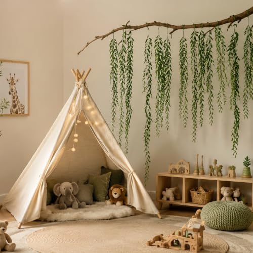 120.57ft Artificial Hanging Willow Vines Greenery for Jungle Party Forest Safari Party Classroom Decor, Include Hooks, Fishing line, Indoor Outdoor Wall DIY Decor - Image 5