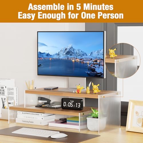 YGYQZ Adjustable Monitor Stand Riser, 7.67"×15.74" Dual Monitor Desk Stand - Image 3
