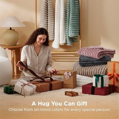 Bedsure Soft Full Size Fleece Blankets for Bed Beige 84"x90" - Image 5