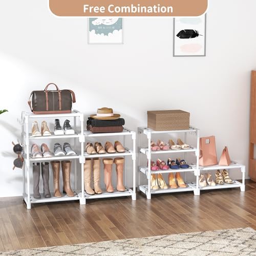 ROJASOP White Shoe Rack, Tall Metal Shoe Rack Organizer for Entryway Closet Garage, 8 Tier Large Shoe Shelf for 26-32 Pairs Boots & Shoes Storage, Space Saving Heavy Duty Shoe Stand - Image 6