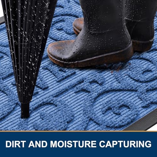 Smiry Front Door Mat Outside Entrance, Low Profile Rubber Doormat, 29.5x17 - Image 3