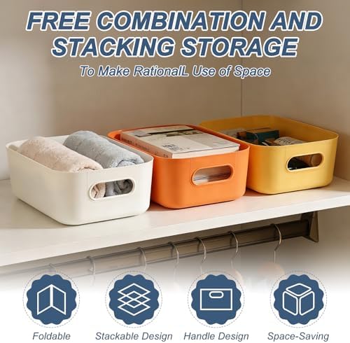 uxcell 4Pcs Yellow Plastic Storage Bins 9.6"x6.6"x3.9" Pantry Organizer - Image 5