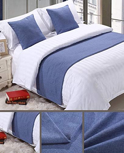 Mengersi Solid Bed Runner Scarf Protector Slipcover Bed Decorative Scarf for Bedroom Hotel Wedding Room (King, Light Blue) - Image 2