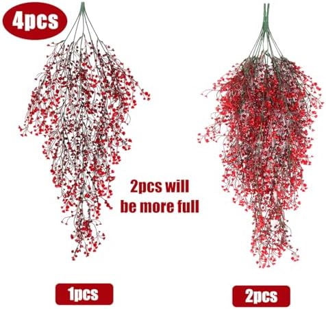 RECUTMS Artificial Hanging Plants with Lights,4 Pcs Fake Hanging Ferns - Image 3