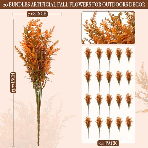 TURNMEON 20 Bundles Artificial Fall Flowers for Outdoors Fall Decorations - Image 2