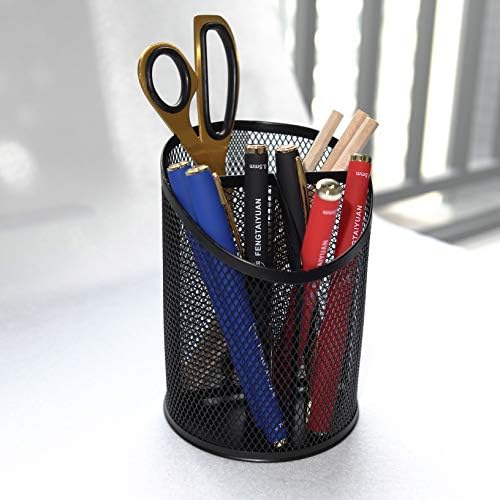 Fengtaiyuan T06, Black Metal Wire Mesh Pencil Holder, Desktop Organizer, Office Storage Box (Black-T06) - Image 6