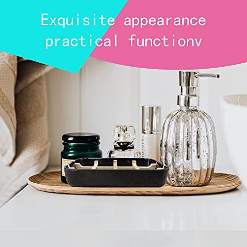 Aoheuo Modern Bamboo Fiber soap Holder and soap Dish Combination (Removable),5.12 Long by 3 Wide, 0.98 inches high, Used in Kitchens, bathrooms, and bar Sinks (Black(3 Pack)) - Image 2