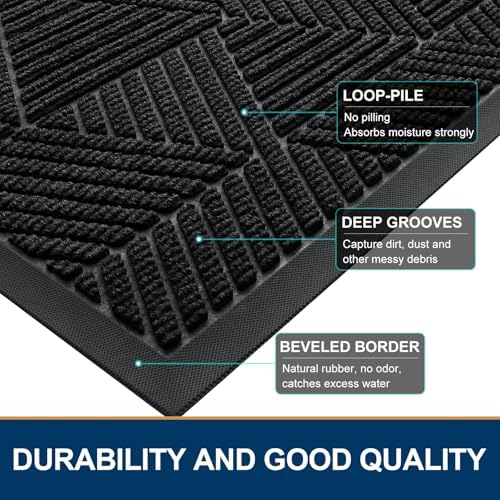 Smiry Half Circle Front Door Mat Outside Entrance, Rubber Doormat, 35x23 - Image 4
