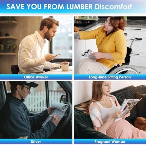 Lumbar Pillow for Chair and Car, Back Support for Office, Memory Foam Cushion with Mesh Cover - Black - Image 5