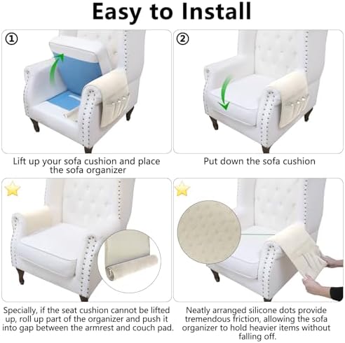 Remote Control Holder, Anti Slip Armchair Caddy Couch Caddy with 5 Pockets - Image 6