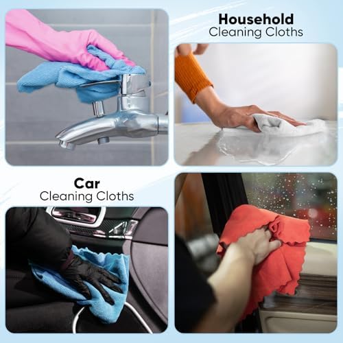 Orighty Microfiber Cleaning Cloths, 75 Sheets Shop Towels, Reusable Paper Towels Shop Rags, Washable Microfiber Towel Roll Cleaning Rags for Cars, House, Kitchen, 11.5’’ x 11.5’’, Red - Image 7