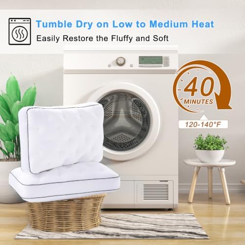 YOUR MOON Extra Soft Support Pillows King Size Set of 2, Luxury Fluffy Down Alternative Pillow for Sleeping, Medium Thick Pillows, 100% Cotton Shell Bed Pillow (White) - Image 5