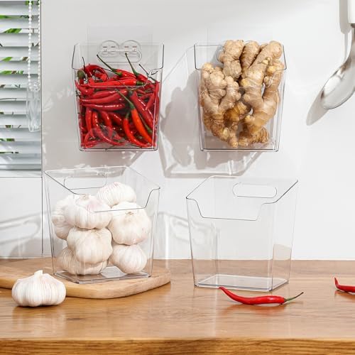 8 Pack Cabinet Door Organizer Adhesive, Compact,Clear Wall Storage Bins(L) - Image 3