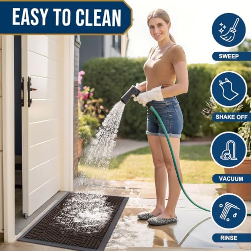 Smiry Front Door Mat Outside Entrance, Low Profile Rubber Doormat, 33x21 - Image 6
